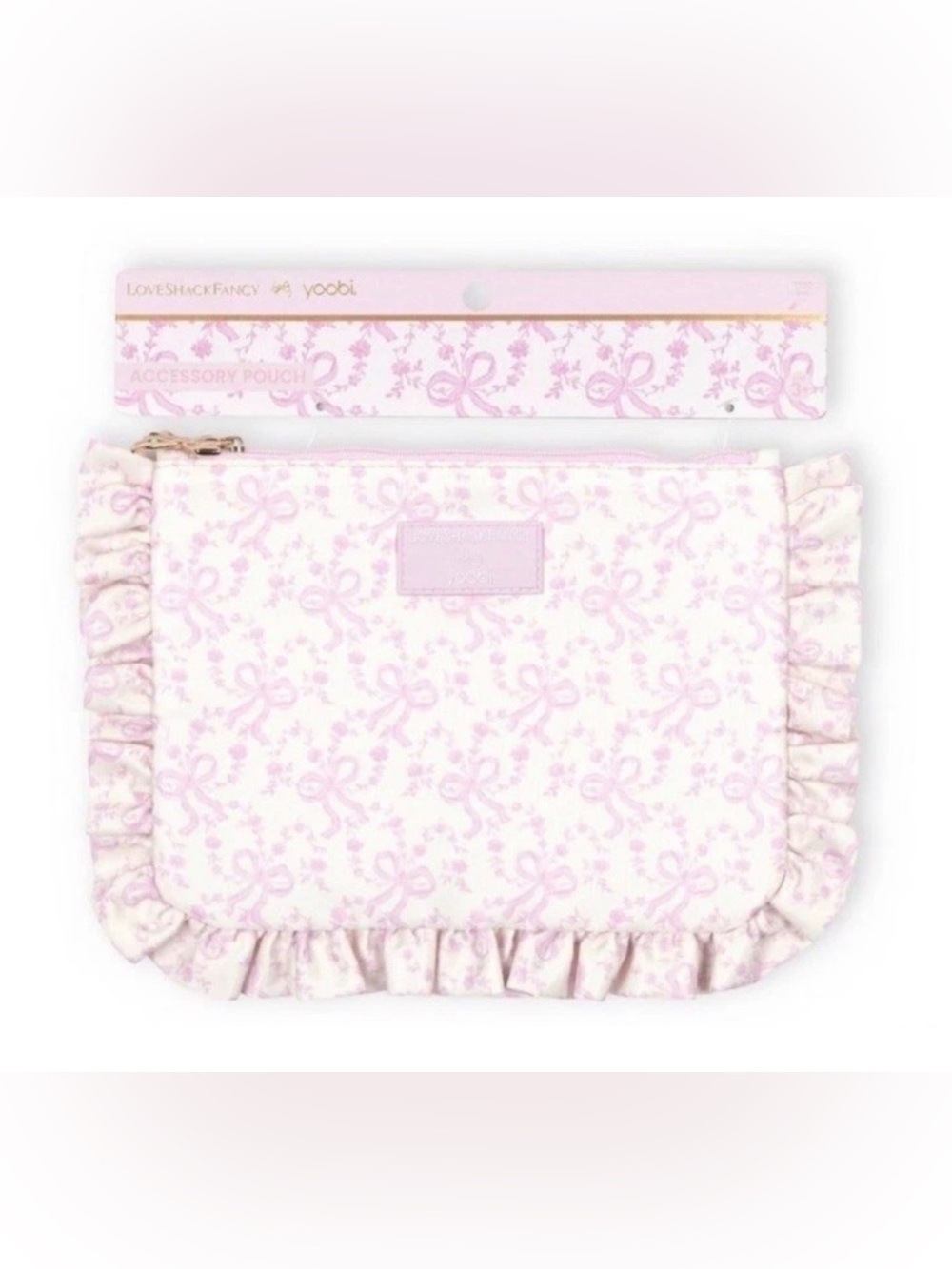 LoveShackFancy x Yoobi
Accessory Pouch Pink Bow Floral
Ruffle Makeup Bag NWT